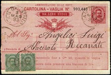 Cartolina vaglia lire dieci - cartolina,