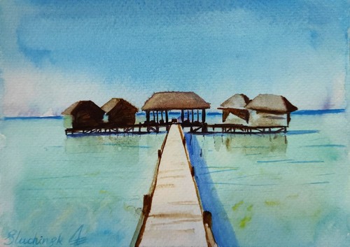 Quadro hawaii acquerello arte - quadro,