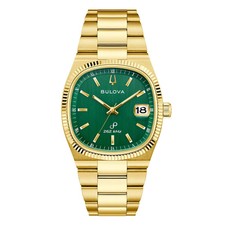 Bulova Super Seville Orologio Uomo IP Gold Quadrante Verde 38mm 97B237