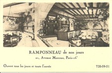 Paris (France) Restaurant "Ramponneau", Avenue Marceau, Interieur, Lot 2 cart.