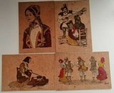4 cartoline in sughero Costumi