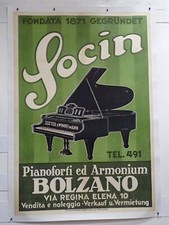 SOCIN PIANOFORTI ED ARMONIUM BOLZANO MANIFESTO PUBBLICITARIO AFFICHES