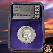 1964 Kennedy Proof Half Dollar, NGC PF69 90% Silver Purple BERT Core Fast 🚢 