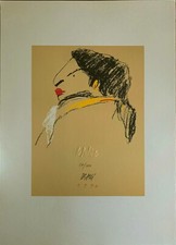 FABIO DE POLI litografia colori  "il Barbiere"  70x50 firmata pubblicata 1992