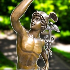 Scultura bronzo Hermes elmo