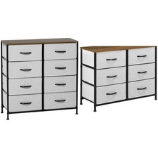 HOMCOM Cassettiera 6/8 Cassetti in Tessuto Rimovibili in Stile Industriale