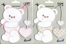 APPLICAZIONI TERMOADESIVE ORSETTO PESCATORE DI CUORI DECORAZIONE PER COPERTINA