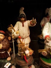 1 pulcinella 12 CM TERRACOTTA FORTUNA corno rosso NAPOLI made italy