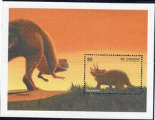 ST.VINCENT 1994 FAUNA ANIMALE DINOSAURI FOGLIETTO Cat.M.BK 310