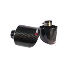 2 TERMINALI SCARICO ACCIAIO INOX NERO FIBRA DI CARBONIO 130mm STELVIO Alfa Romeo