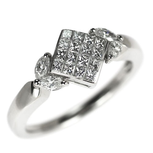 Anello con diamanti - , pt950