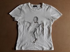 T-shirt da donna bianca Marilyn Monroe in puro cotone 100% "Charlott" Tg.S