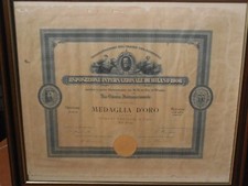 Attestato diploma per medaglia