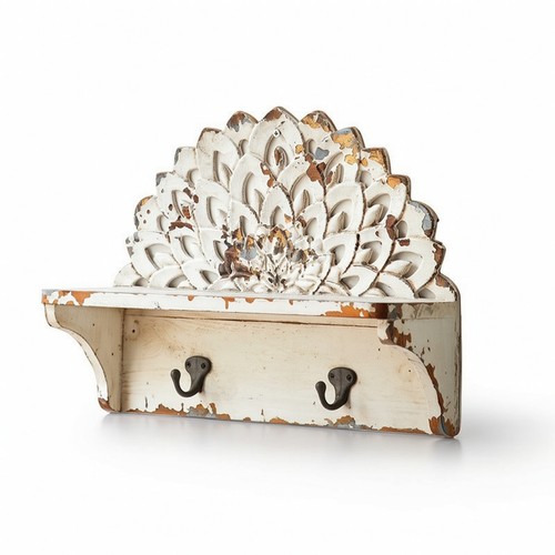 Mensola con ganci shabby chic - ganci,