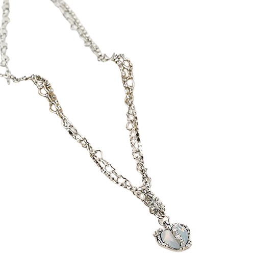 Collana cuore strass doppio