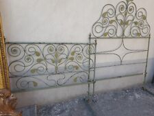 LETTO FERRO ANTICO '800 A RICCIOLI E FOGLIE - 1 PIAZZA E 1/2 - LACCATO VERDE