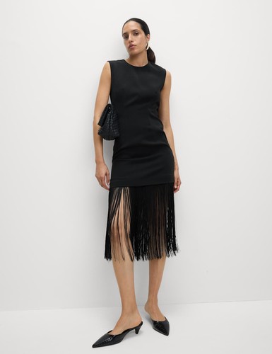 Abito midi donna nero con