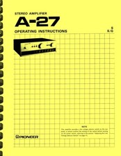 Pioneer A-27 Amplificatore Stereo 2 in 1 Combinazione MANUALE PROPRIETARIO e MANUALE DI SERVIZIO