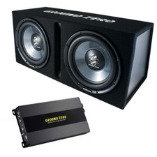 BassPack Ground Zero GZF Subwoofer doppio 30 cm + Amplificatore 1050 Watt rms