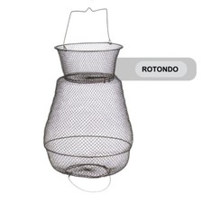 RETINO PORTAPESCI ROTONDO IN METALLO NASSA PORTA PESCE CESTINO PESCA