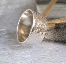 Ampia fascia in argento sterling 925 massiccio fatta a mano per uomo e donna