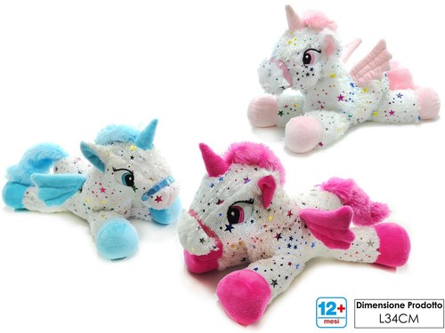 Peluche unicorno ali - unicorno, cm.34