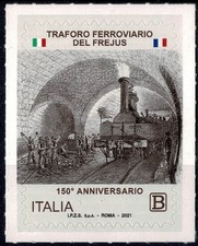 2021 REPUBBLICA ITALIANA n. 4188 - 150° ANNIV. TRAFORO FREJUS 1 V. ADESIVO MF130