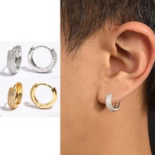 Orecchini a cerchio con zircone in acciaio inox per uomo donna elegante punk