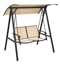 Dondolo in Acciaio Con Tettuccio Regolabile Due Posti Giardino Patio Terrazzo