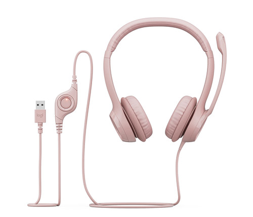 Cuffie usb rosa con - rosa, microfono