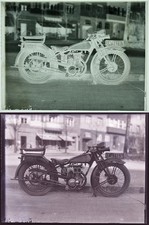 Rara foto negativo in vetro - Gillet (350 cc ?) Moto - Gillet Herstal 1930 circa