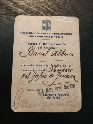 Tessera ventennio pnf fasci - ventennio,