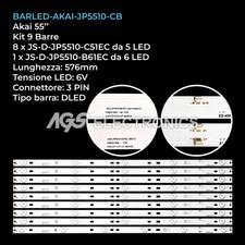 KIT 9 BARRE STRIP LED TV AKAI JS-D-JP5510-B61EC/C51EC E55DU1000 CTV500