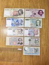 LOTTO 9 BANCONOTE LIRE 100000