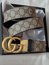 Cintura reversibile in pelle nera/marrone Marmont Gucci oro GG 110 cm 38/40 - Duty Free