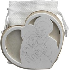 DLM-A657 Bomboniere 12 Utili Scatoline in legno sacra famiglia per battesimo