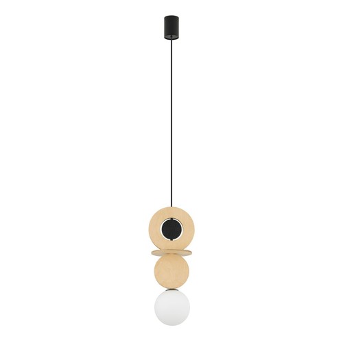 Lampadario sospeso legno - legno, vetro