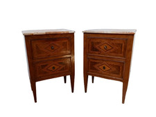 Coppia comodini direttorio intarsiati - piano marmo - mobiletto - XVIII sec /700