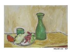 QUADRO VINTAGE ANNI 70 DIPINTO OLIO SU TAVOLA NATURA MORTA PITTORE PIEMONTESE B7