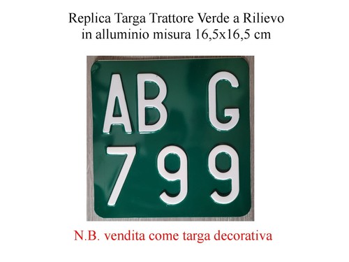 Replica targa trattore verde - targa,