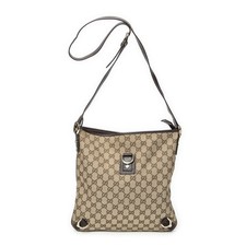 Borsa a tracolla Gucci Abbey beige/marrone GG Canbus usata