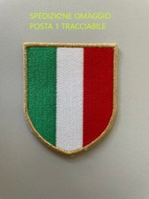 PATCH SCUDETTO ITALIA RICAMATA CON CORDONCINO ORO METALLICO TERMOADESIVO CM 6X7
