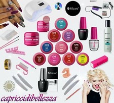 KIT RICOSTRUZIONE UNGHIE COMPLETO 10 GEL COLOR UV LAMPADA LED E FRESA NAIL ART