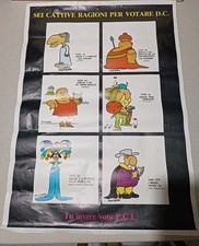 Vintage Manifesto Politico Partito Comunista Democrazia Cristiana Locandina 1983