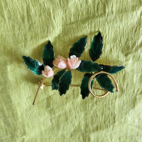 Spilla vintage design foglia - , e