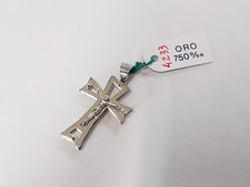 CIONDOLO CROCIFISSO- CROCE SACRA ORO BIANCO 18KT 750 1,45 GRAMMI (4233)