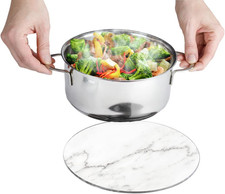 53982100 Sottopentola Rotondo in Marmo per Pentole, Padelle, Vetro Temperato Sil