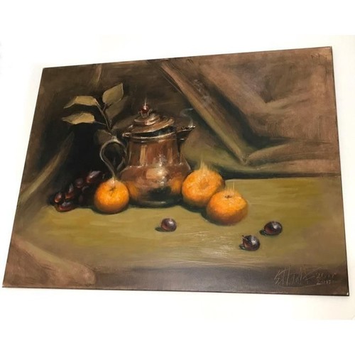 Bollitore rame dipinto olio