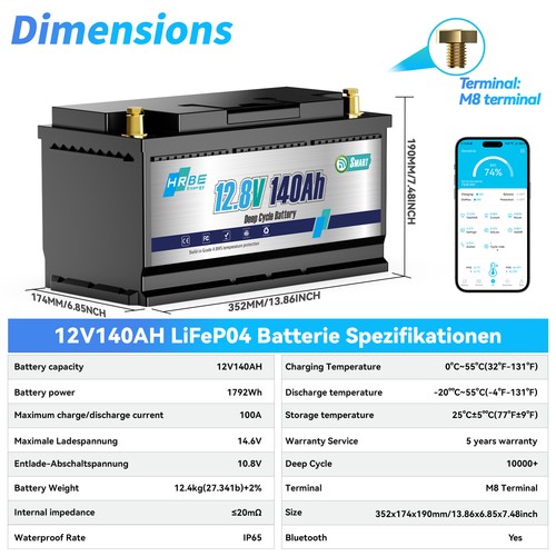 Batteria litio 12v - 12v, 140ah