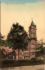 Central High School, Norwalk Ohio - 1913 cartolina posteriore divisa - demolita